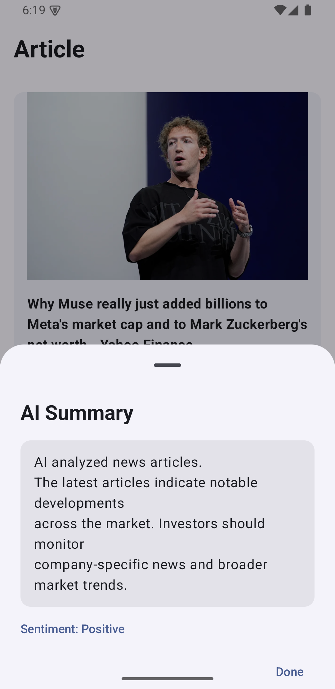 AiPulse AI Summary sheet over an article